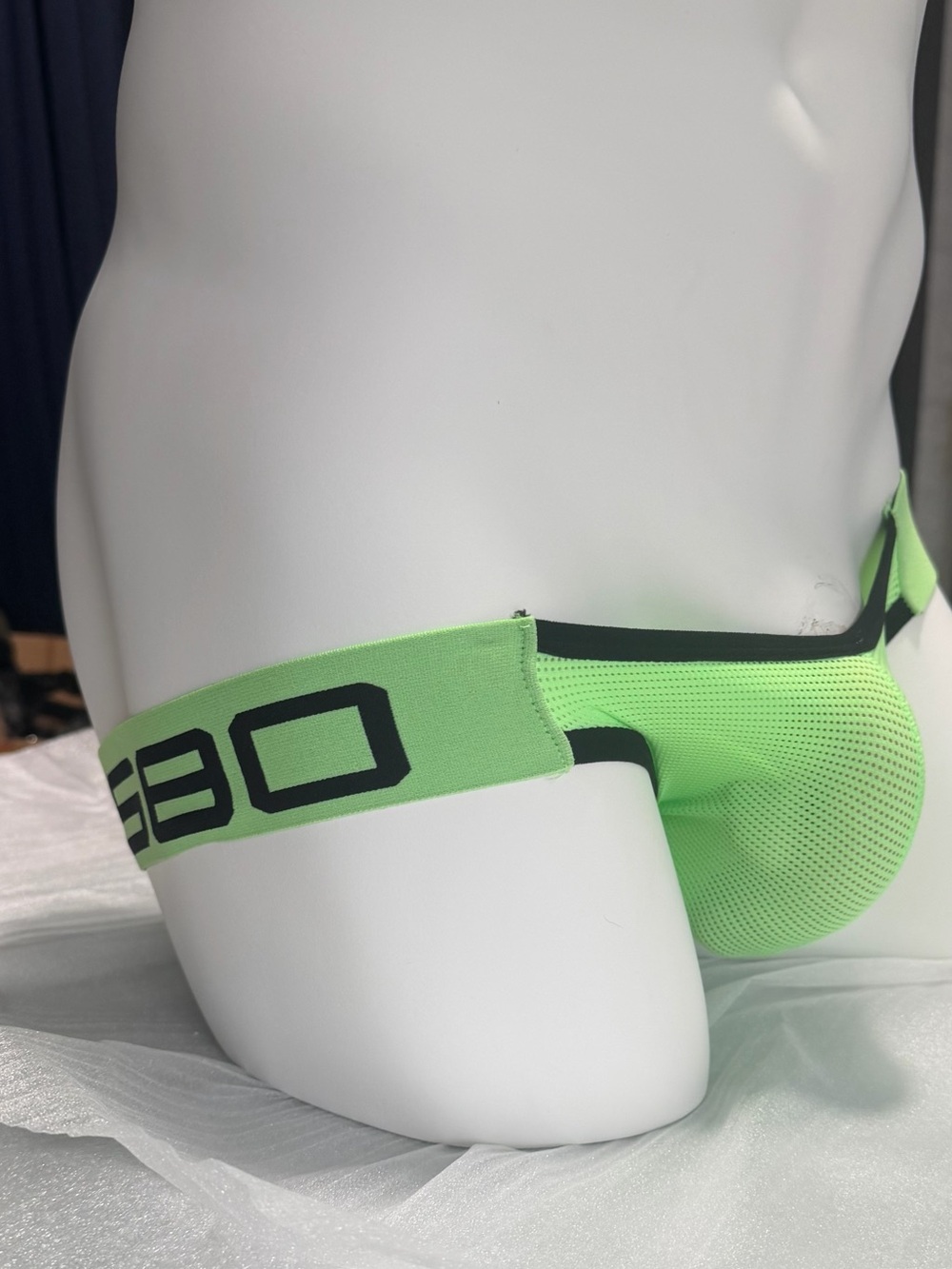Men’s Neon Green Jockstrap Brief with Black Trim - Picture 5 of 6